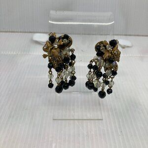 Vtg '50 ROBERT 2" dangle waterfall  crystal rhinestone weddding bridal earrings